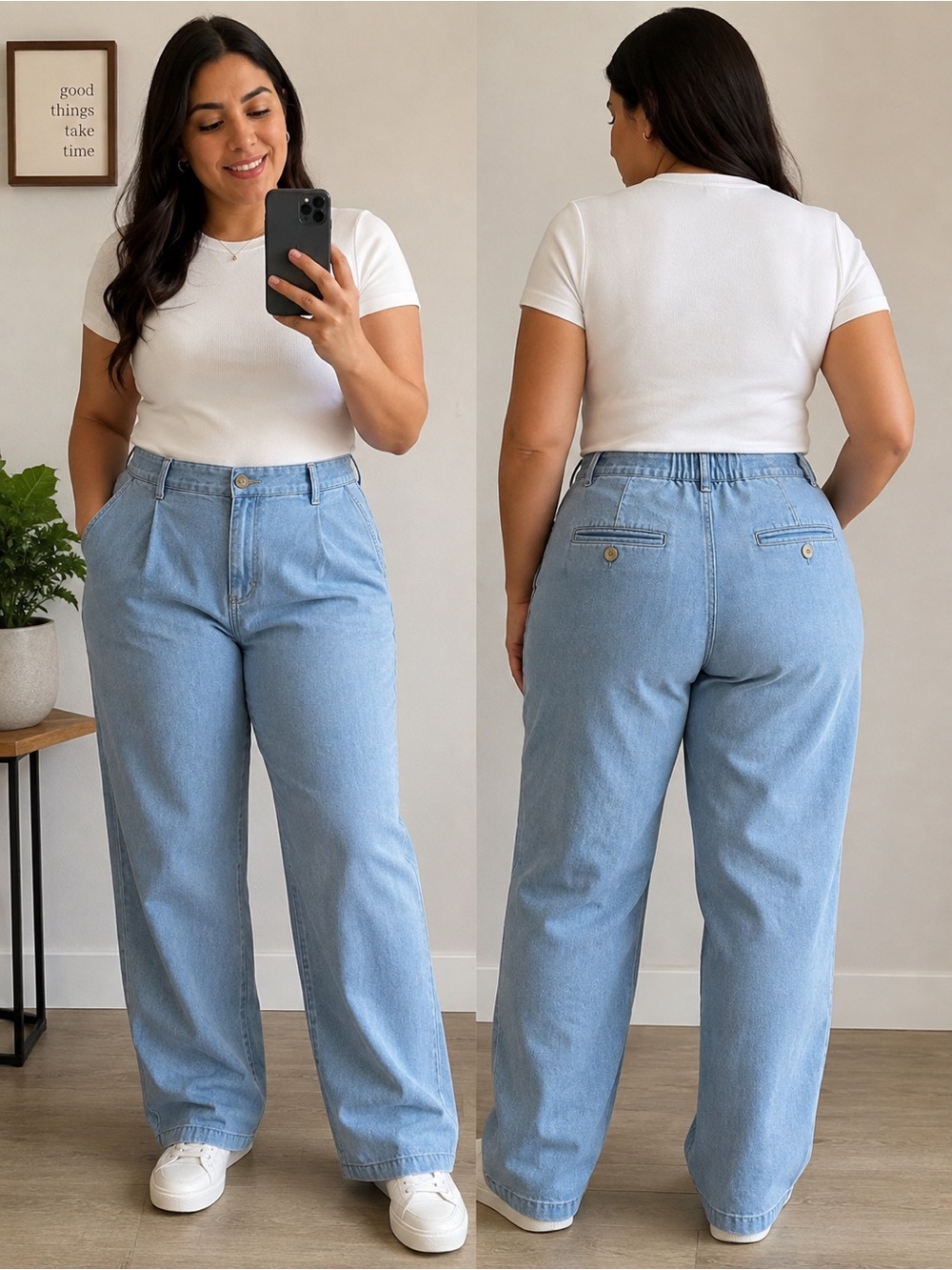 Women’s David Taylor Collection Denim Pants Size 42x30 Light Blue Elastic Waist